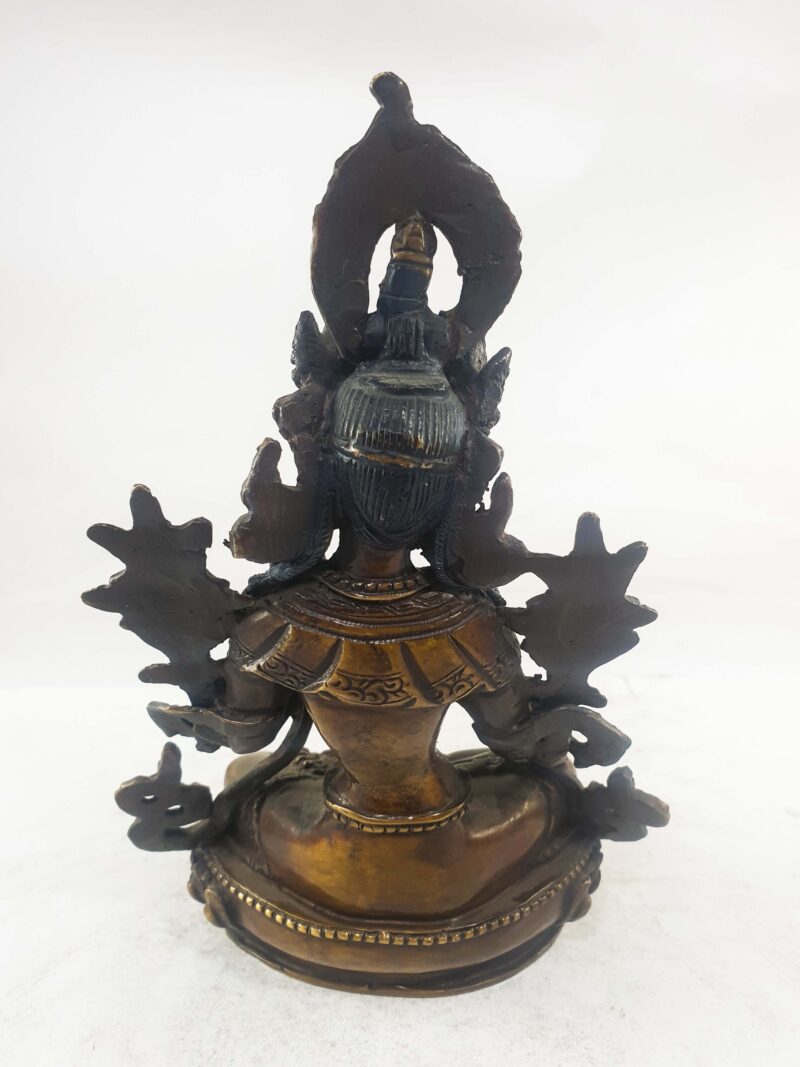 Buddhist Statue of White Tara – Chocolate Oxidized Finish - Image 4