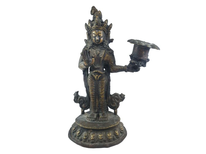 Buddhist Candle Stand – Antique Patina Finish
