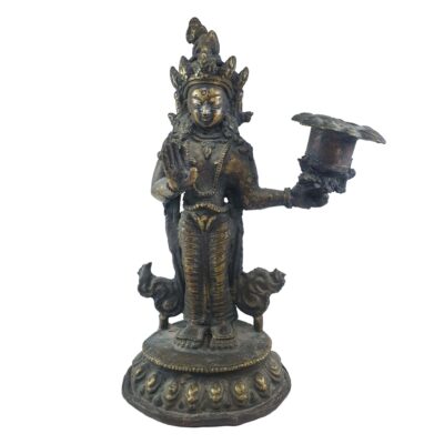 Buddhist Candle Stand – Antique Patina Finish