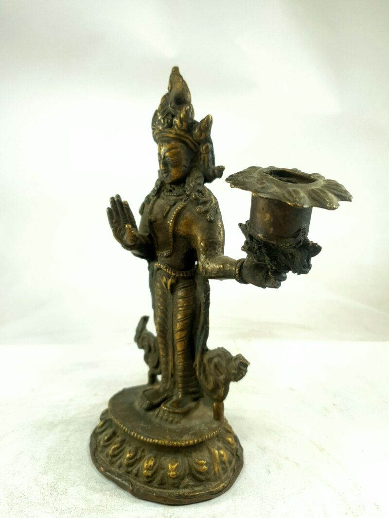 Buddhist Candle Stand – Antique Patina Finish - Image 3