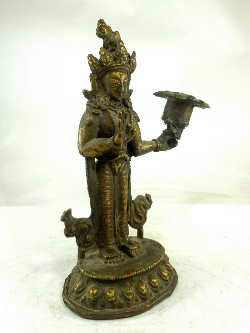Buddhist Candle Stand – Antique Patina Finish - Image 2