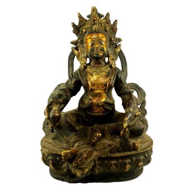 Yellow Jambhala Statue – Partly Gold-Plated, Painted Face