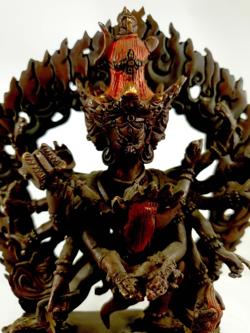 Buddhist Statue of Chakrasamvara (Heruka) – Chocolate Oxidized - Image 3
