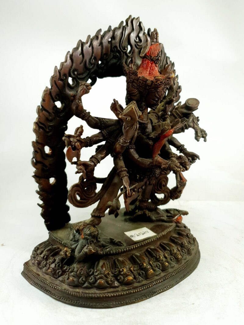 Buddhist Statue of Chakrasamvara (Heruka) – Chocolate Oxidized - Image 2