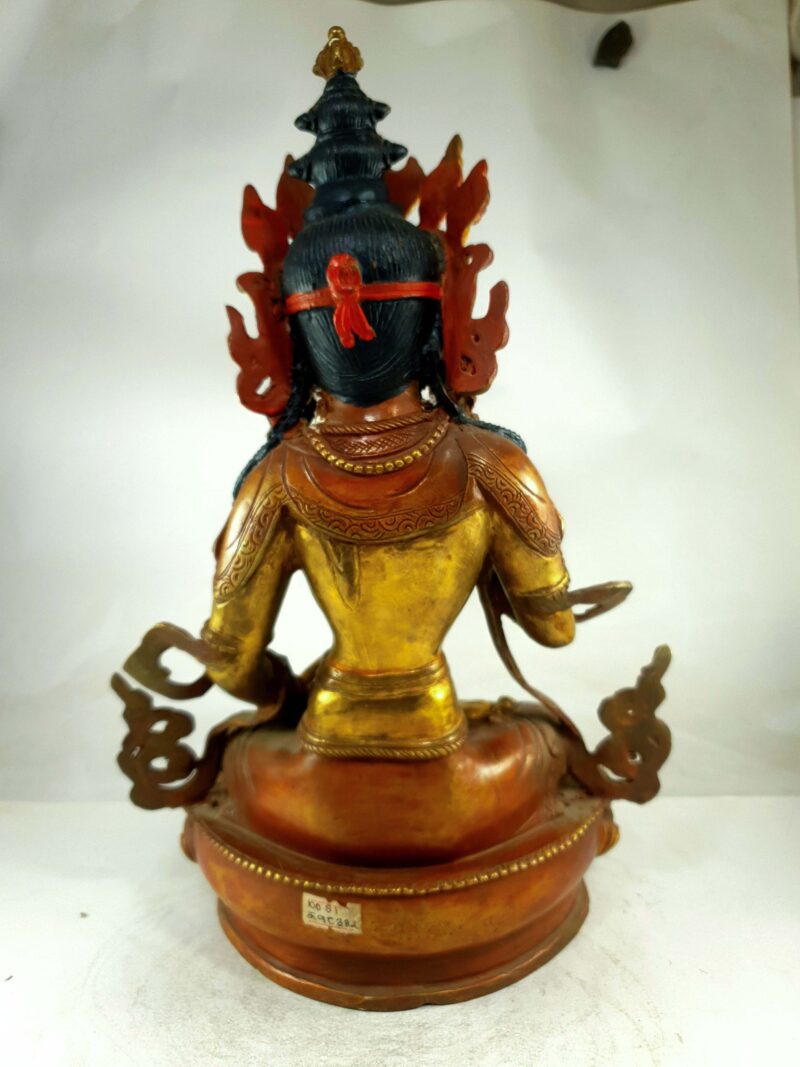 Buddhist Statue of Vajrasattva – Partly Gold-Plated, Painted Face - Image 4