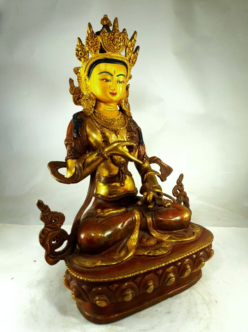 Buddhist Statue of Vajrasattva – Partly Gold-Plated, Painted Face - Image 2