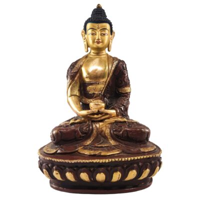 Buddhist Statue of Amitabha Buddha – Partly Gold-Plated, Painted Face