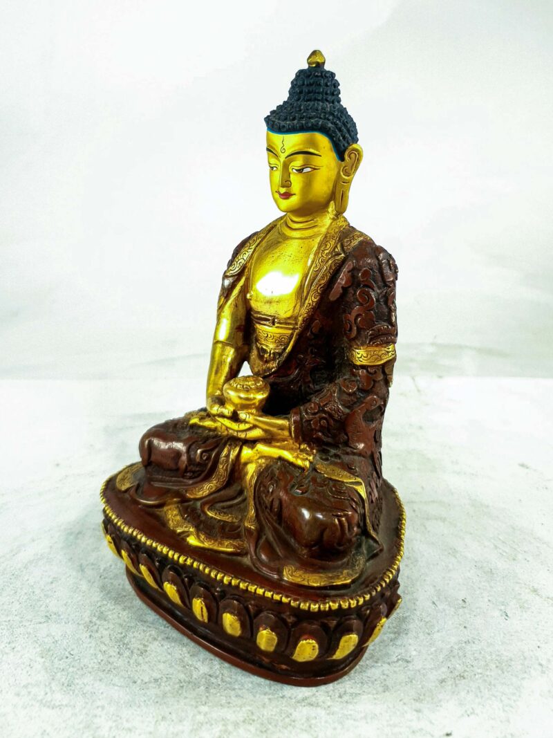 Buddhist Statue of Amitabha Buddha – Partly Gold-Plated, Painted Face - Image 3