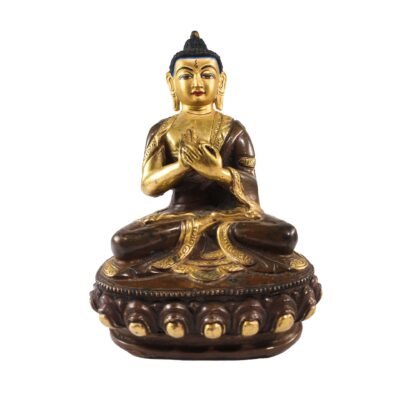 Buddhist Statue of Vairochana Buddha – Partly Gold-Plated, Painted Face