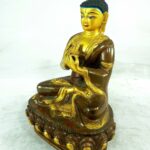 Buddhist Statue of Vairochana Buddha – Partly Gold-Plated, Painted Face - Image 3