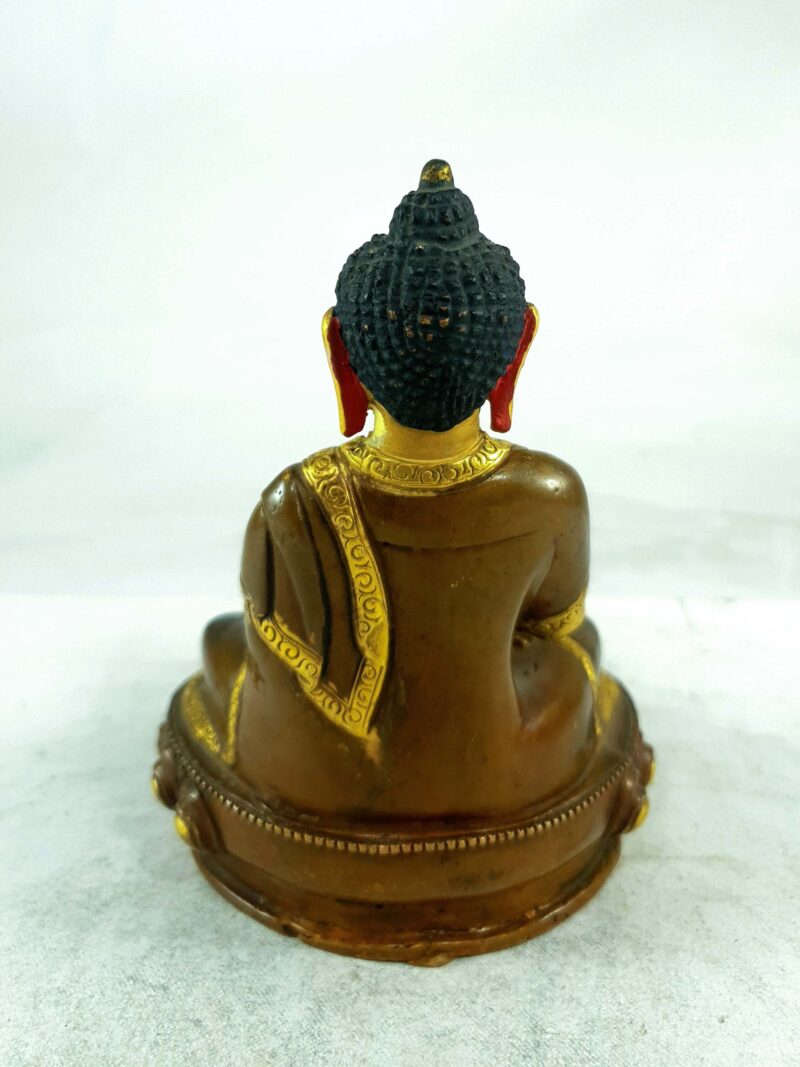 Buddhist Statue of Vairochana Buddha – Partly Gold-Plated, Painted Face - Image 4