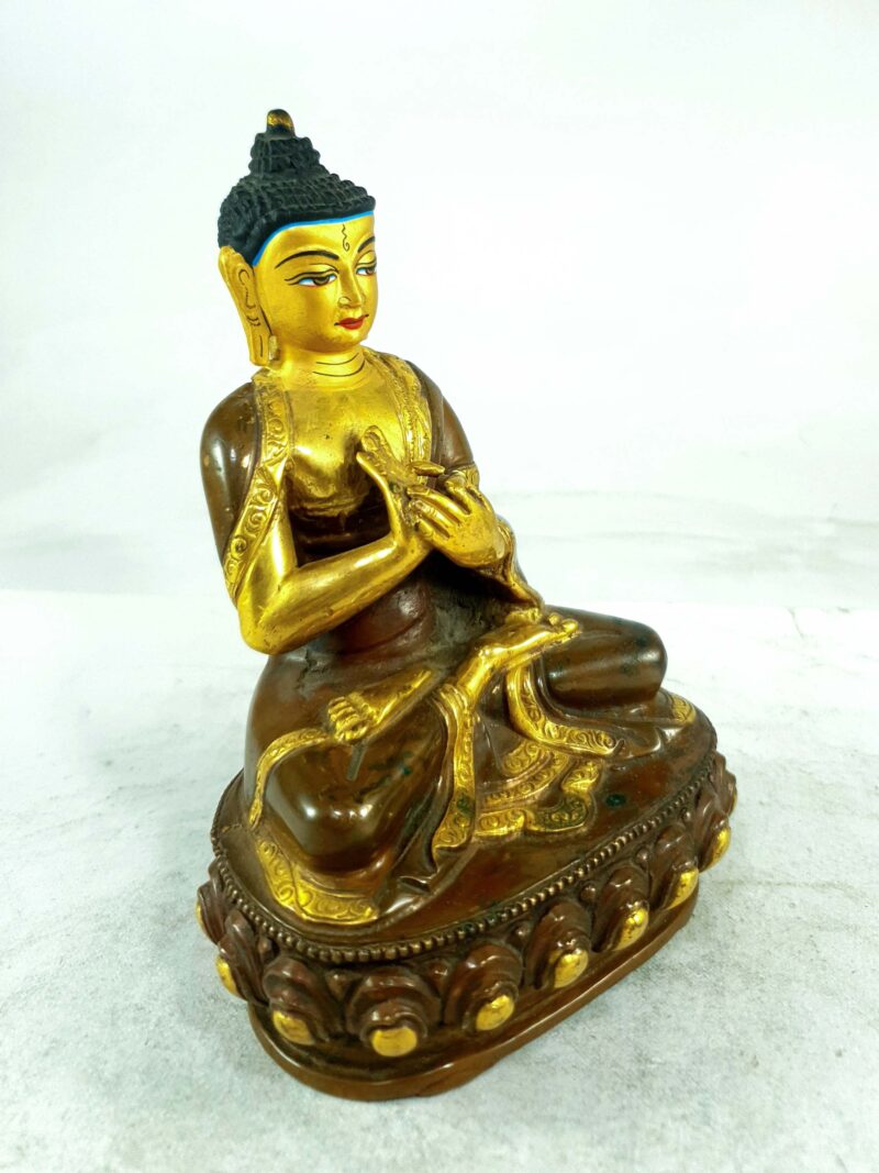 Buddhist Statue of Vairochana Buddha – Partly Gold-Plated, Painted Face - Image 2