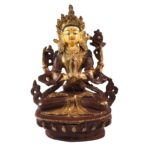 Buddhist Statue of Chenrezig – Partly Gold-Plated, Painted Face