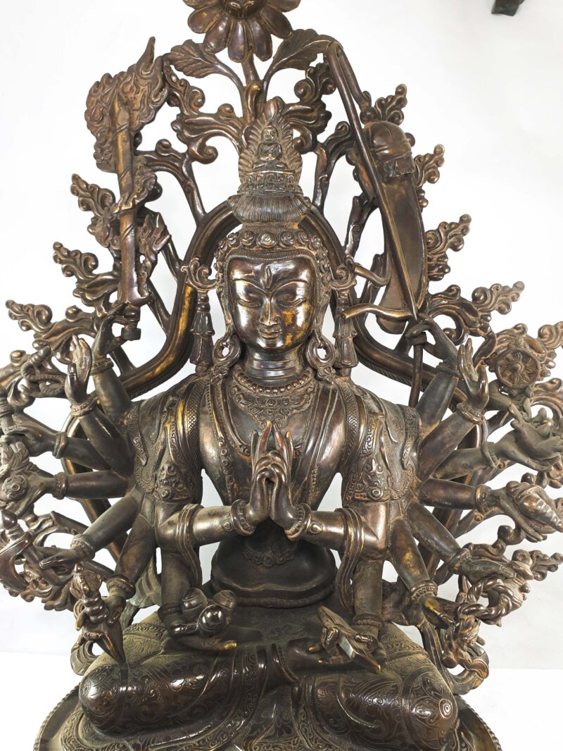 Buddhist Statue of Cundi – Chocolate Oxidized Finish - Image 4