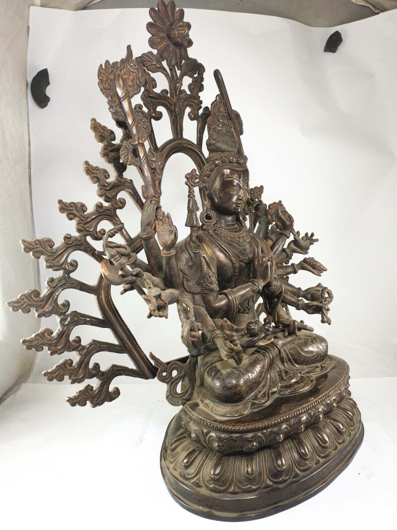 Buddhist Statue of Cundi – Chocolate Oxidized Finish - Image 2