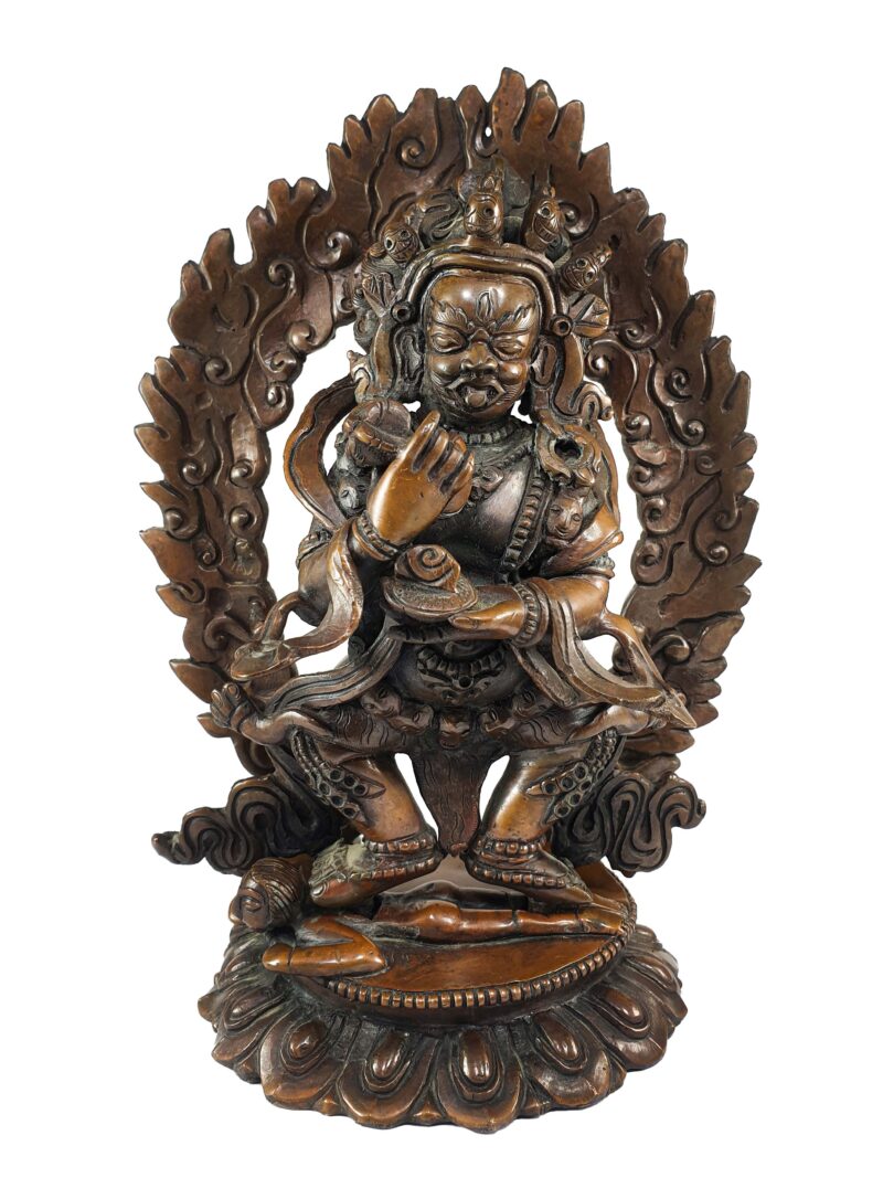 Buddhist Statue of Mahakala Panjaranatha – Chocolate Oxidized Finish - Image 4