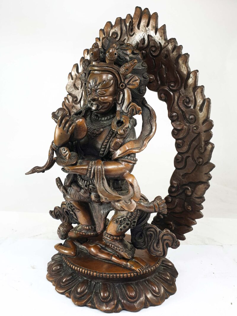 Buddhist Statue of Mahakala Panjaranatha – Chocolate Oxidized Finish - Image 3
