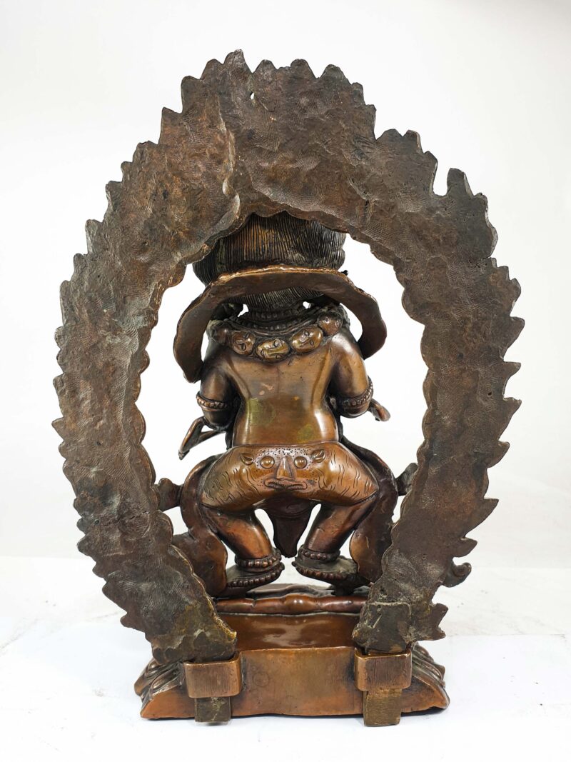 Buddhist Statue of Mahakala Panjaranatha – Chocolate Oxidized Finish - Image 5