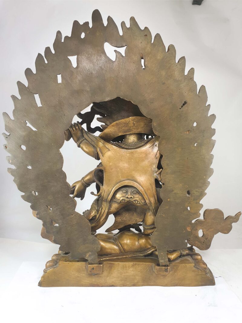 Buddhist Statue of Black Mahakala – Six-Armed Form with Bronze Finish - Image 4
