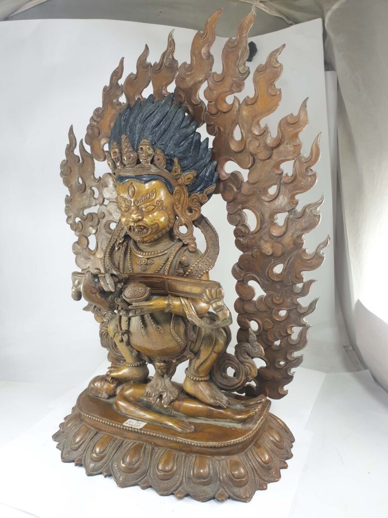 Buddhist Statue of Mahakala Panjaranatha – Chocolate Oxidation Finish - Image 4