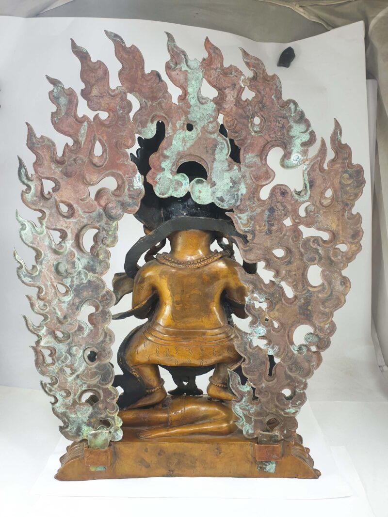 Buddhist Statue of Mahakala Panjaranatha – Chocolate Oxidation Finish - Image 5