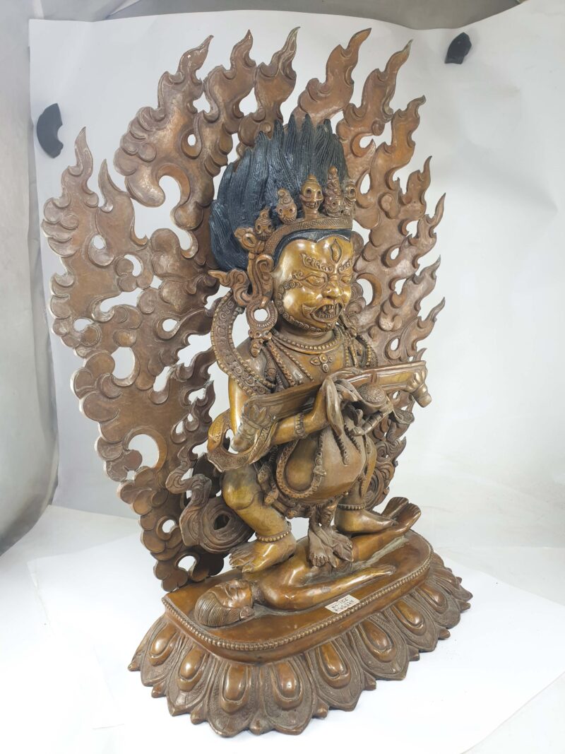 Buddhist Statue of Mahakala Panjaranatha – Chocolate Oxidation Finish - Image 2