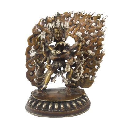 Buddhist Statue of Chakrasamvara – Heruka, Silver & Chocolate Oxidized Finish
