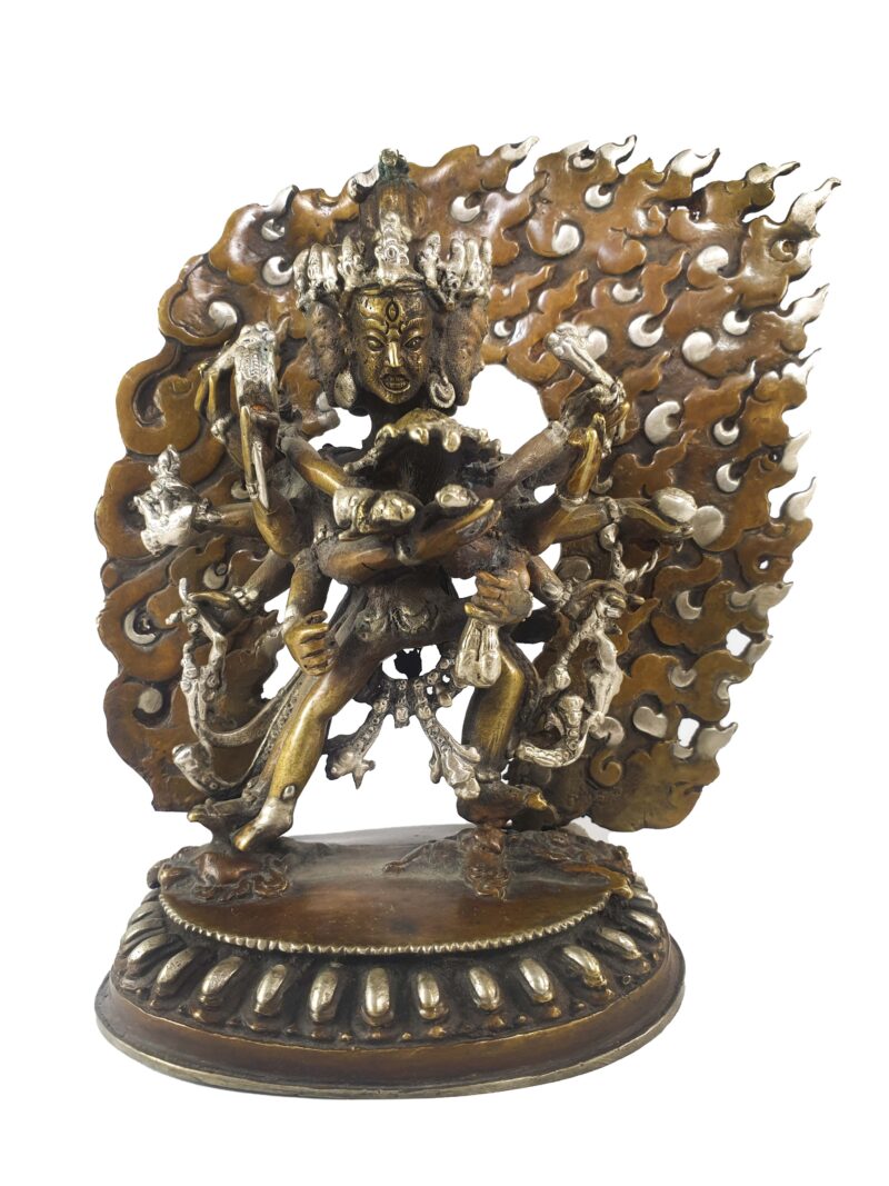 Buddhist Statue of Chakrasamvara – Heruka, Silver & Chocolate Oxidized Finish - Image 2