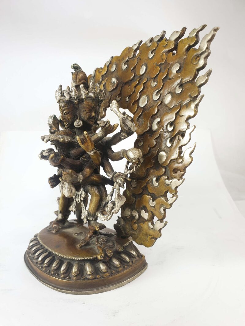 Buddhist Statue of Chakrasamvara – Heruka, Silver & Chocolate Oxidized Finish - Image 3