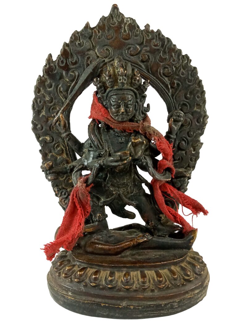 Buddhist Statue of Mahakala Four Arms – Antique Finishing - Image 3