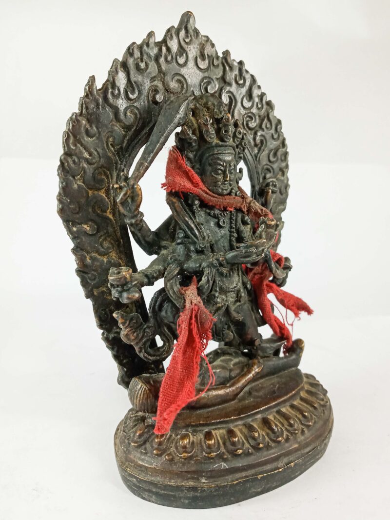 Buddhist Statue of Mahakala Four Arms – Antique Finishing - Image 2