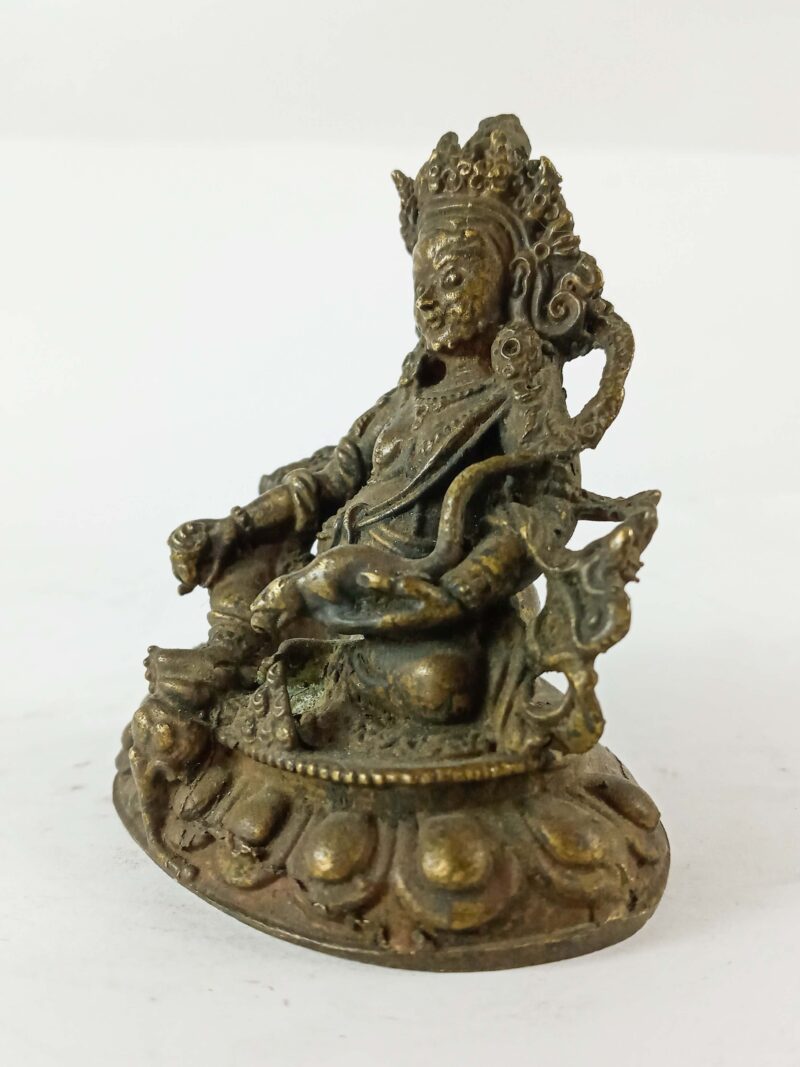 Buddhist Statue of Yellow Jambhala – Antique Finishing - Image 4