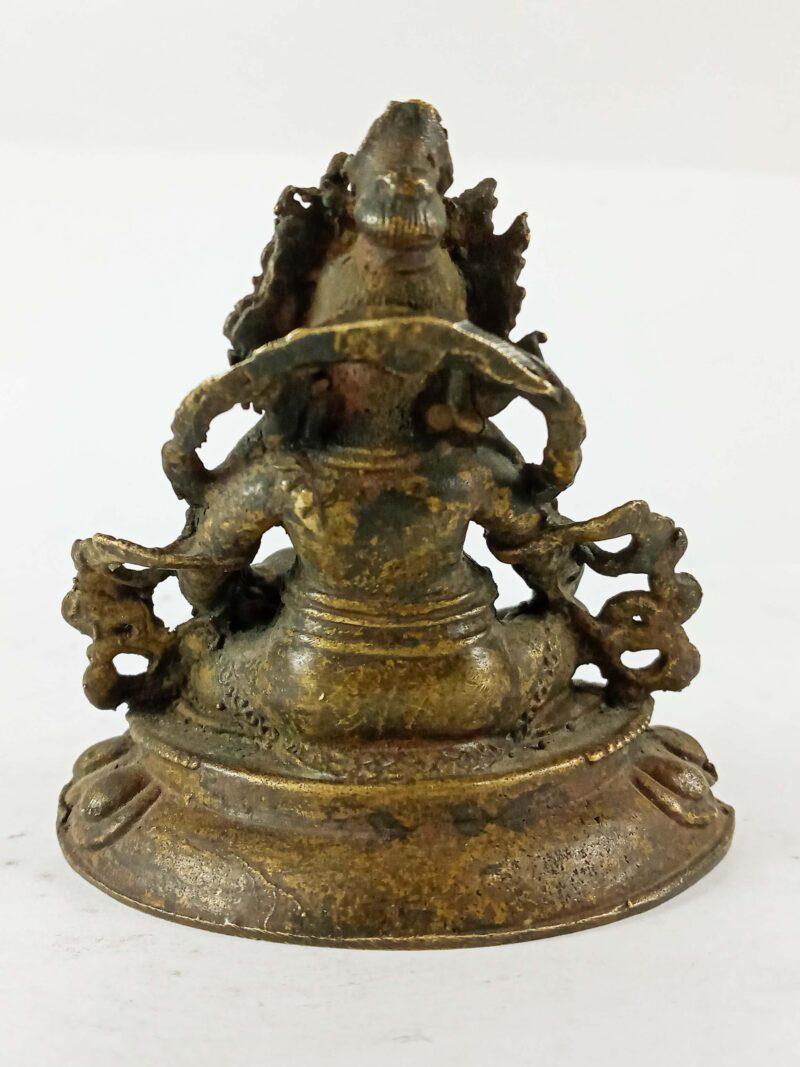 Buddhist Statue of Yellow Jambhala – Antique Finishing - Image 5