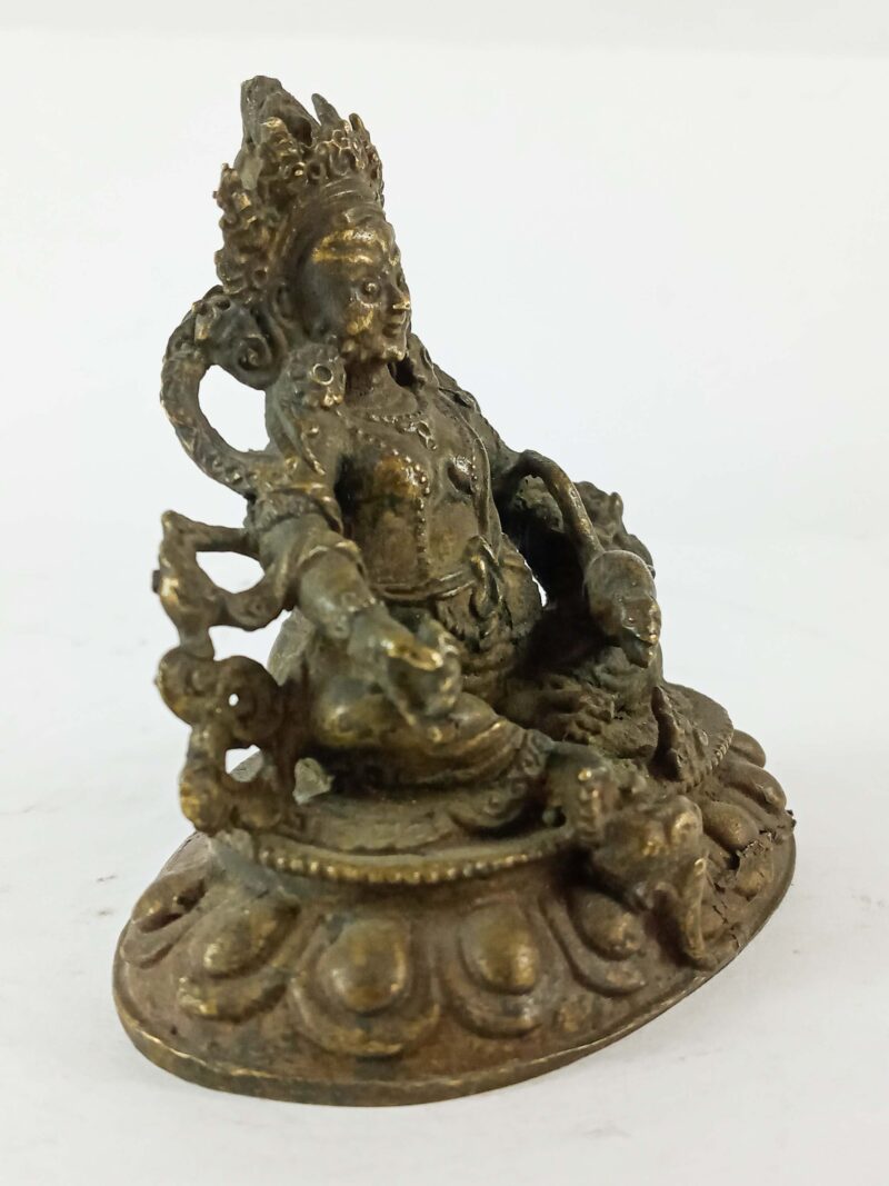 Buddhist Statue of Yellow Jambhala – Antique Finishing - Image 2