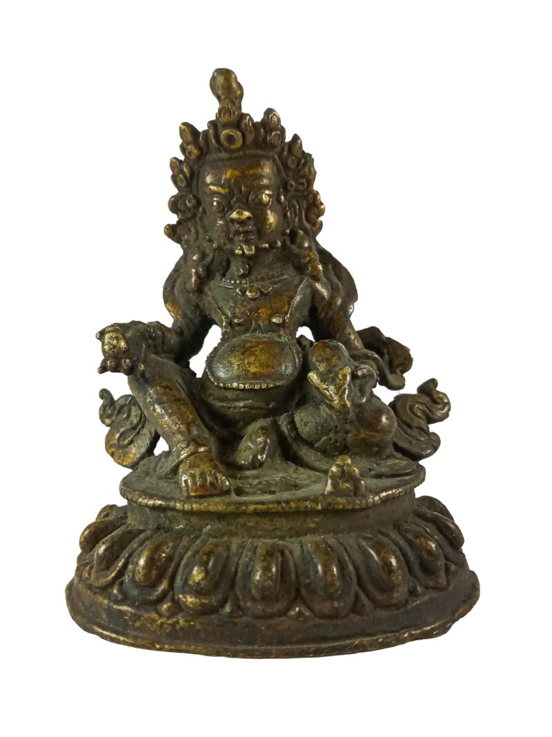Buddhist Statue of Yellow Jambhala – Antique Finishing - Image 3