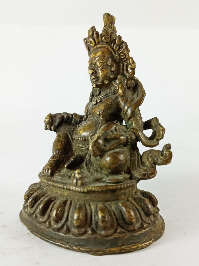 Buddhist Statue of Yellow Jambhala – Antique Finishing - Image 4