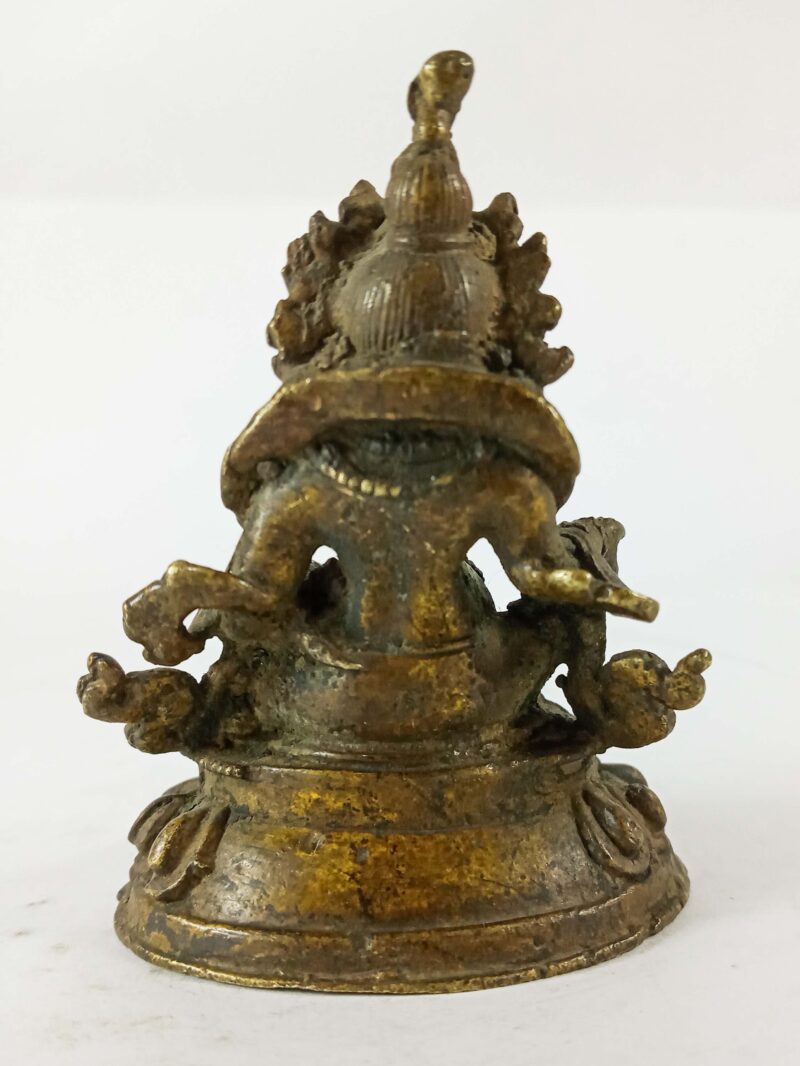Buddhist Statue of Yellow Jambhala – Antique Finishing - Image 5