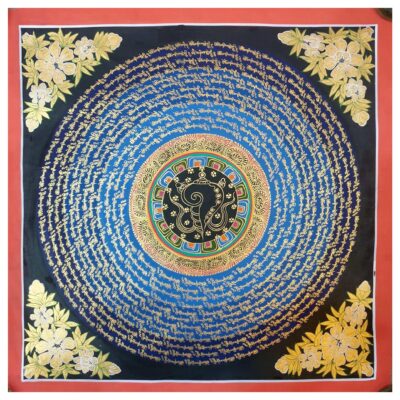 Stock Clearance – Hand-Painted Mantra Mandala (Square Mandala)