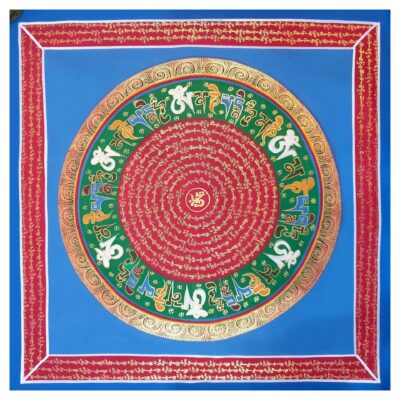 Stock Clearance – Buddhist Hand-Painted Mantra Mandala (Square Mandala)