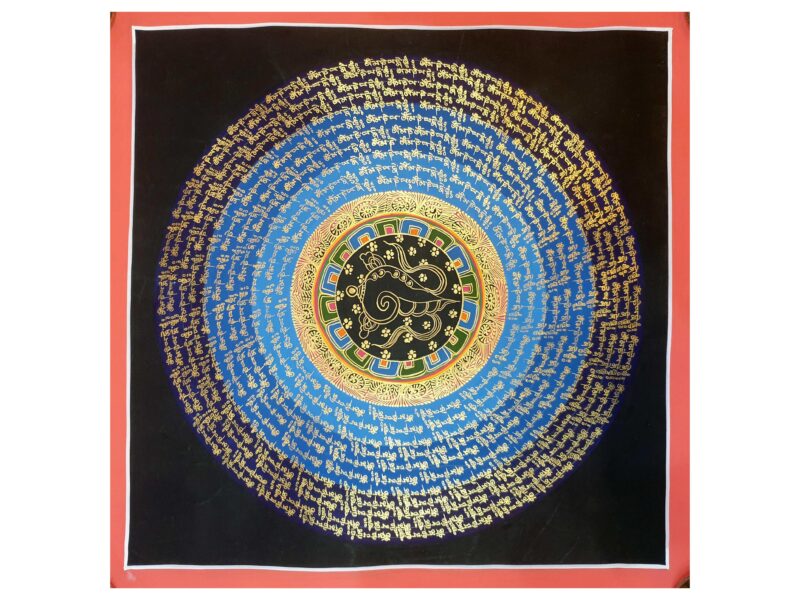 Stock Clearance – Hand-Painted Mantra Mandala (Square Mandala)