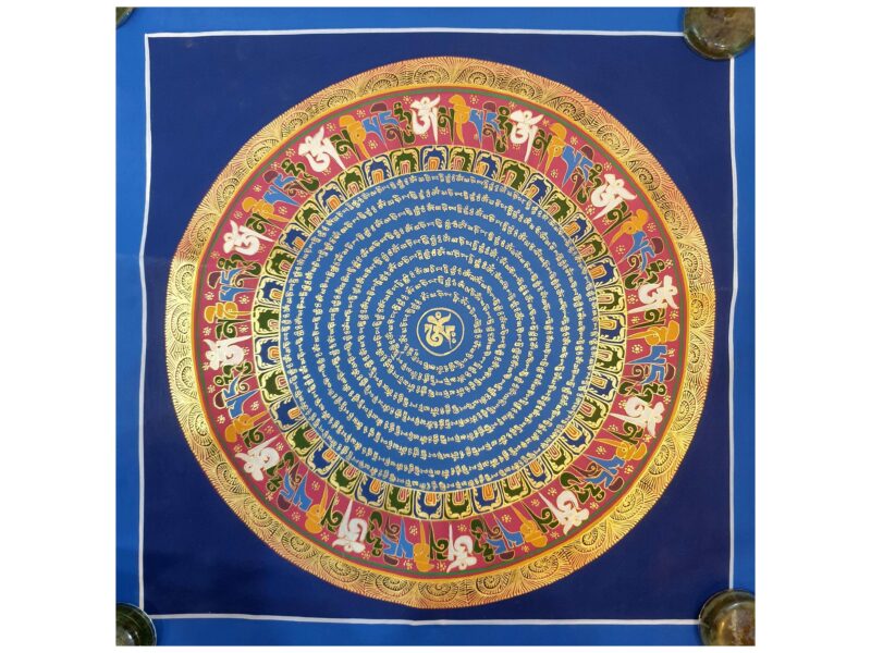 Stock Clearance – Hand-Painted Mantra Mandala (Square Mandala)