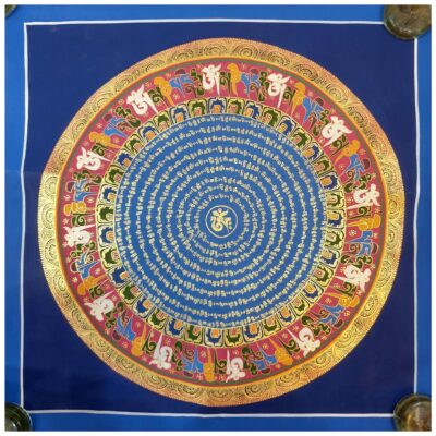 Stock Clearance – Hand-Painted Mantra Mandala (Square Mandala)