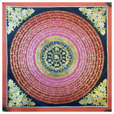Stock Clearance – Buddhist Hand-Painted Mantra Mandala (Square Mandala)