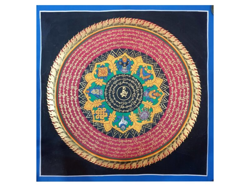 Stock Clearance – Hand-Painted Mantra Mandala (Square Mandala)