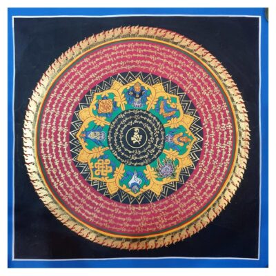 Stock Clearance – Hand-Painted Mantra Mandala (Square Mandala)