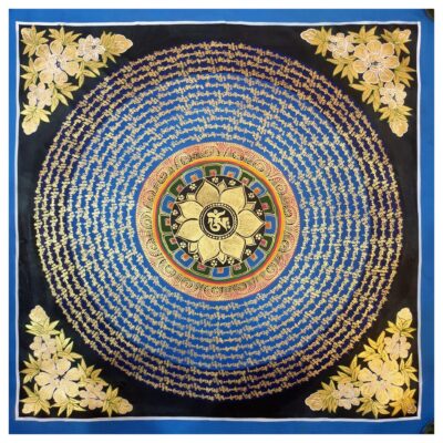 Stock Clearance – Buddhist Hand-Painted Mantra Mandala (Square Mandala)