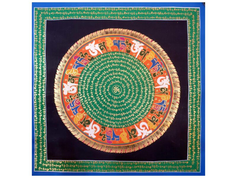 Stock Clearance – Hand-Painted Mantra Mandala (Square Mandala)