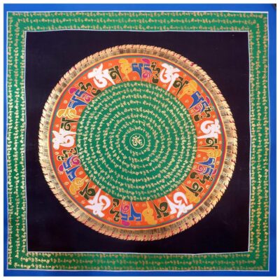 Stock Clearance – Hand-Painted Mantra Mandala (Square Mandala)