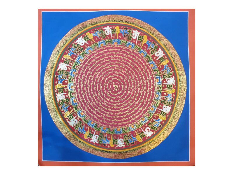 Stock Clearance – Buddhist Hand-Painted Mantra Mandala (Square Mandala)