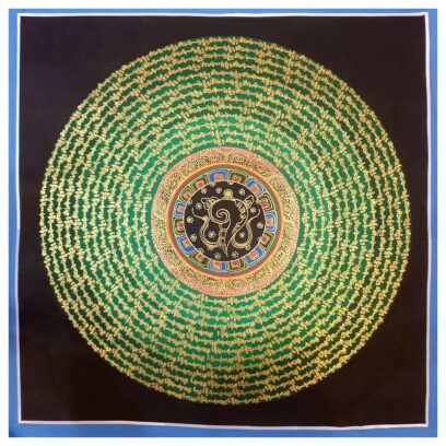 Stock Clearance – Hand-Painted Mantra Mandala (Heavily Detailed, Square Mandala)
